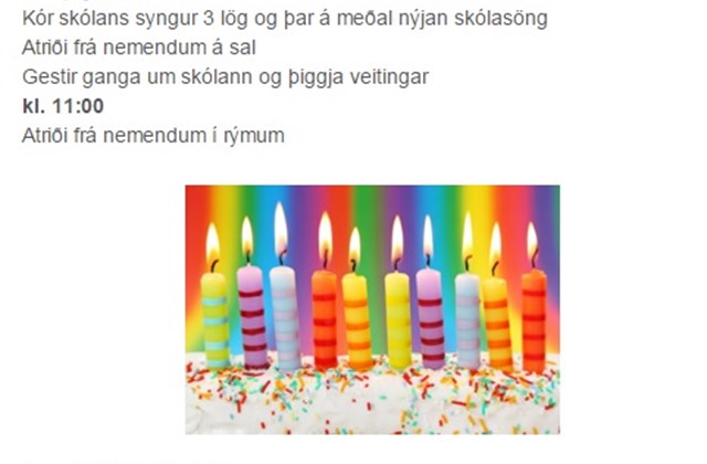 Afmæli skólans 9. nóvember