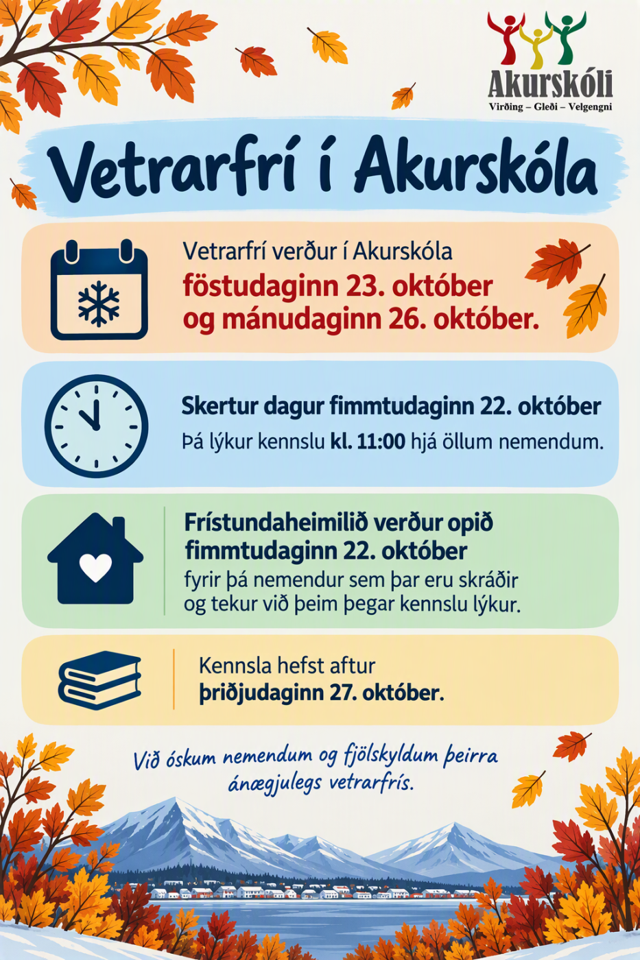 Vetrarfrí og skertur dagur