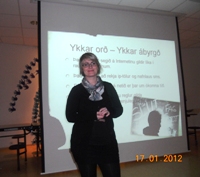 Helga Lind ræddi við nemendur og starfsfólk um rafrænt einelti