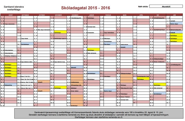 Smávægilegar breytingar á skóladagatali