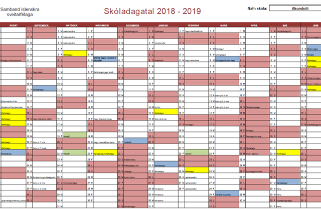 Skóldagatal næsta skólaárs
