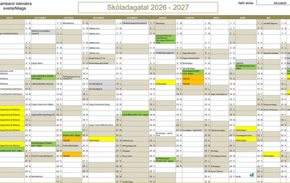 Skóladagatal næsta skólaárs