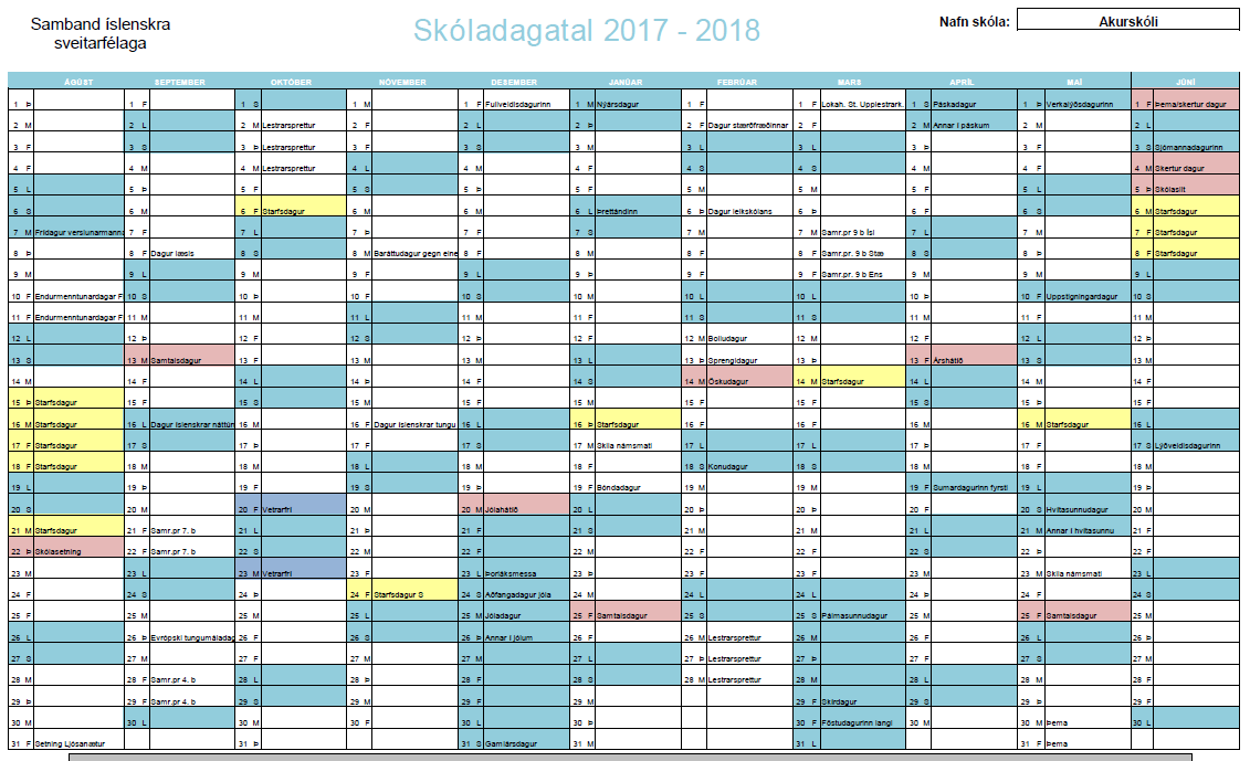 Breyting á skóladagatali Akurskóla