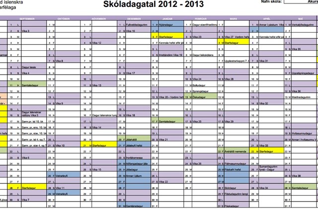 Smávægilegar breytingar á skóladagatali