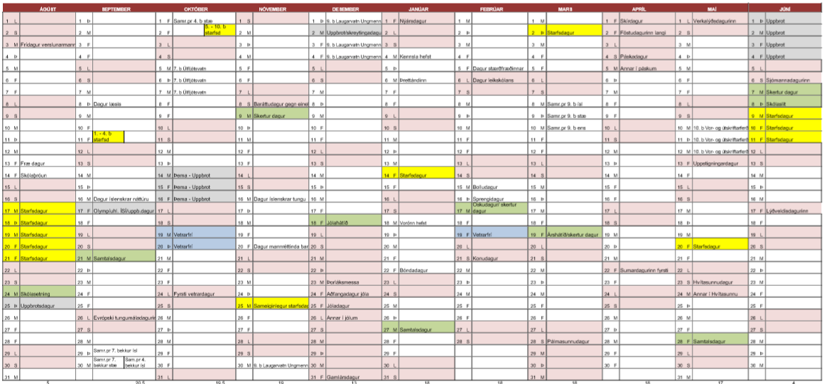 11. september - starfsdagur í 1. - 4. bekk