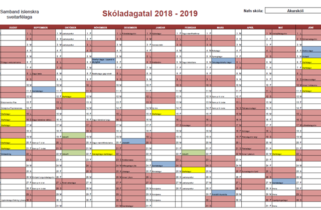 Nýtt skóladagatal - breyting