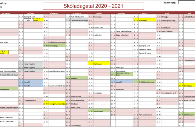 Skóladagatal 2020-2021