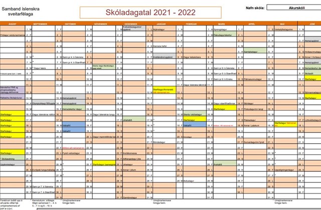 Skóladagatal 2021-2022